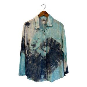 Hard Tail Tie Dye Button Up Shirt Women's Small Long Sleeves Cotton